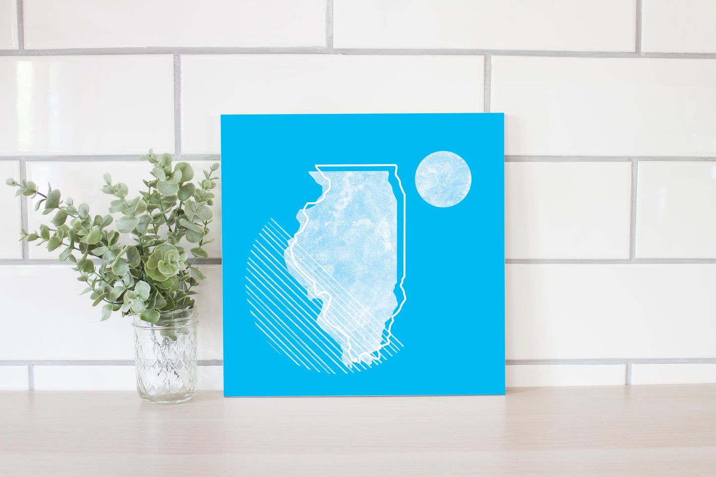 Bright Modern Geometric On Blue Georgia | Wood Sign | Eaches | Min 2