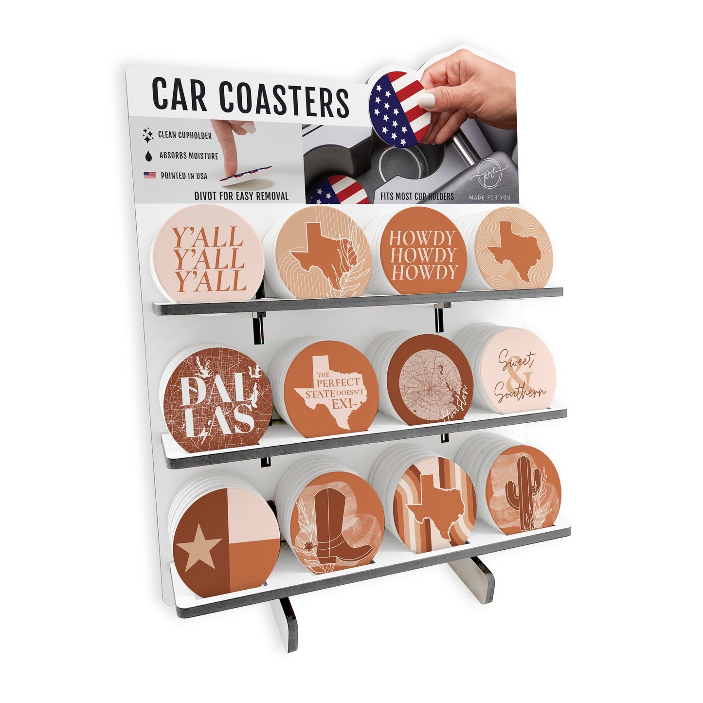Modern Minimalist Texas Car Ceramic |POP Car Coasters