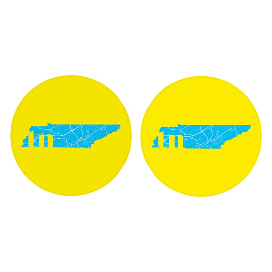Bright Modern Abbreviated State Yellow Florida Blountville | Absorbent Car Coasters | Set of 2 | Min 4