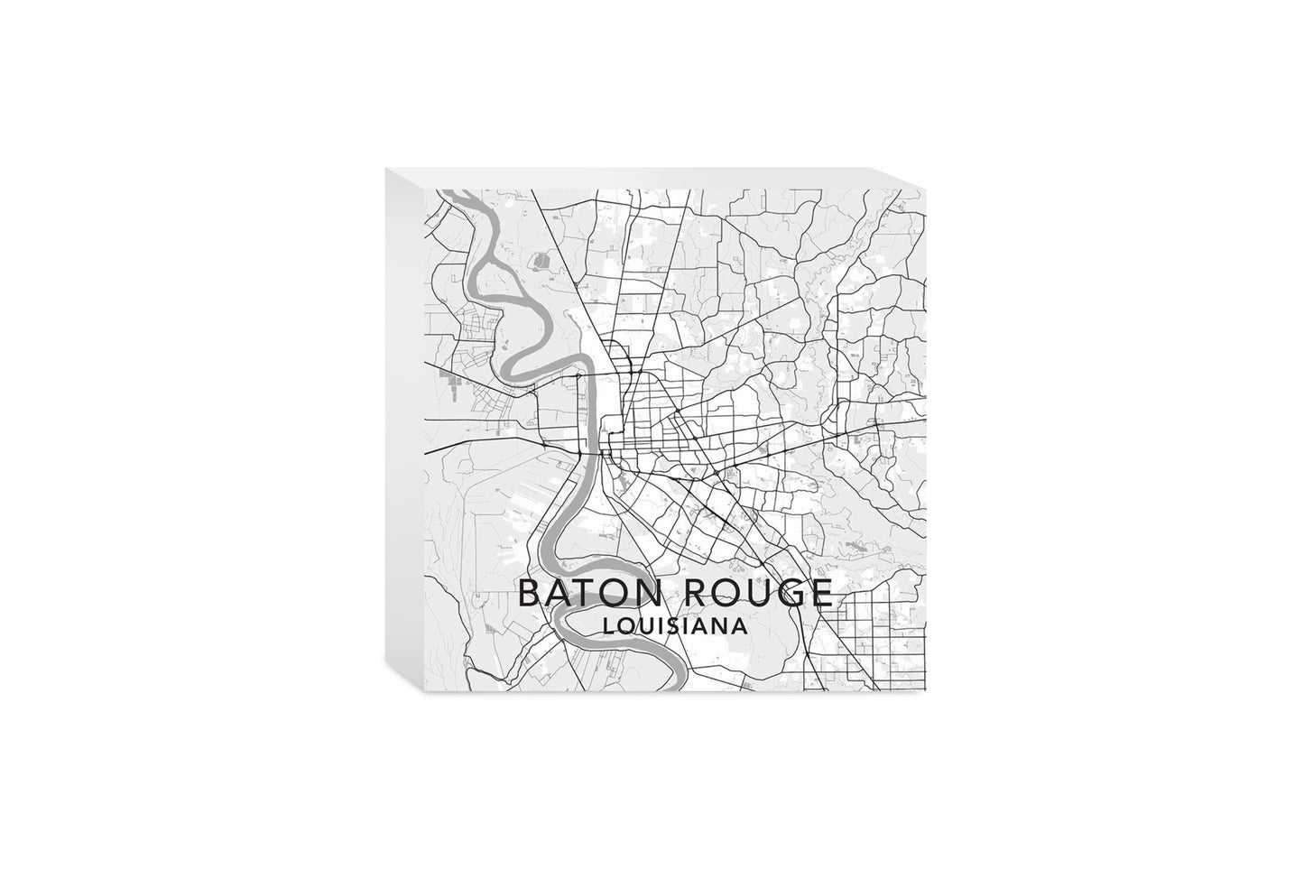 Minimalistic Baton Rouge White Map | Wood Block | Eaches | Min 4