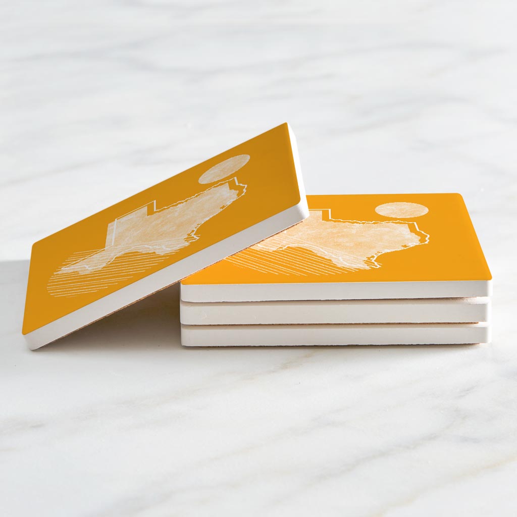 Bright Modern Geometric On Orange Texas | Absorbent Coasters | Set of 4 | Min 2