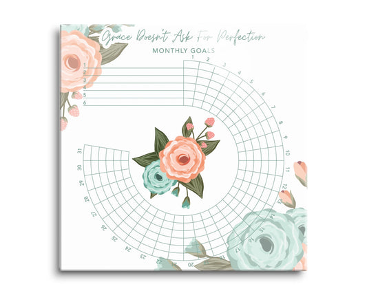 Floral Habit Tracker Grace Doesn't Ask For Perfection| Hi-Def Glass Art | Eaches | Min 2
