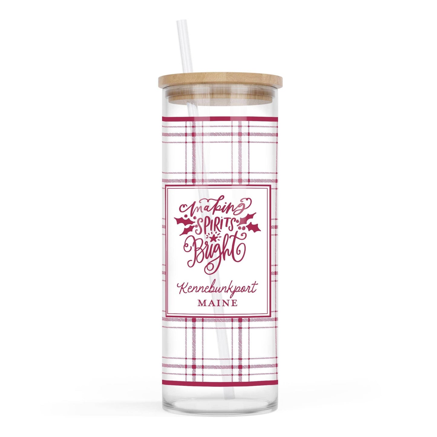 24oz Cold Brew Glass-Love + Local Winterberry