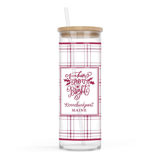 24oz Cold Brew Glass-Love + Local Winterberry