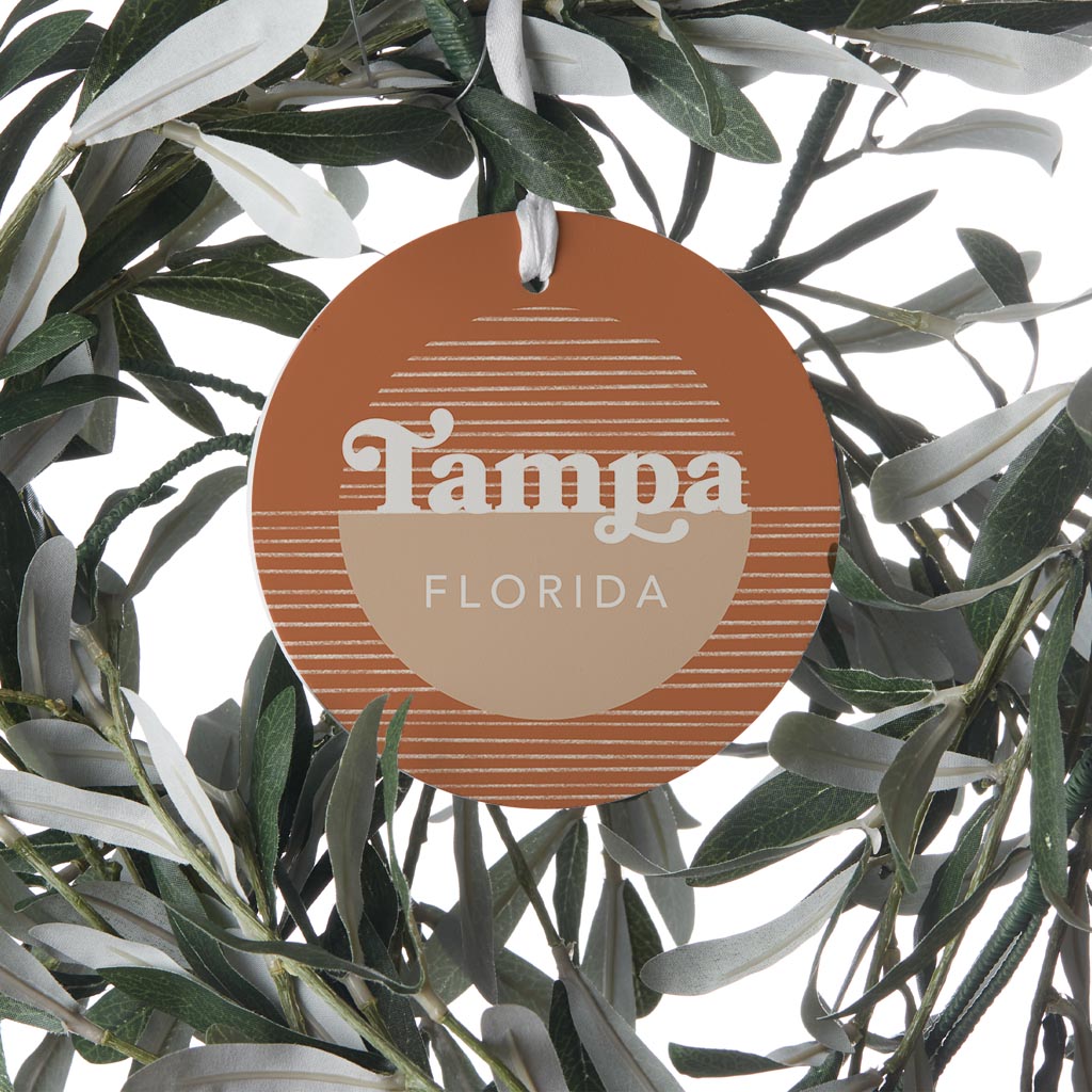 Vintage Groove Half Circle Lines Florida Tampa | Wood Ornament | Eaches | Min 6