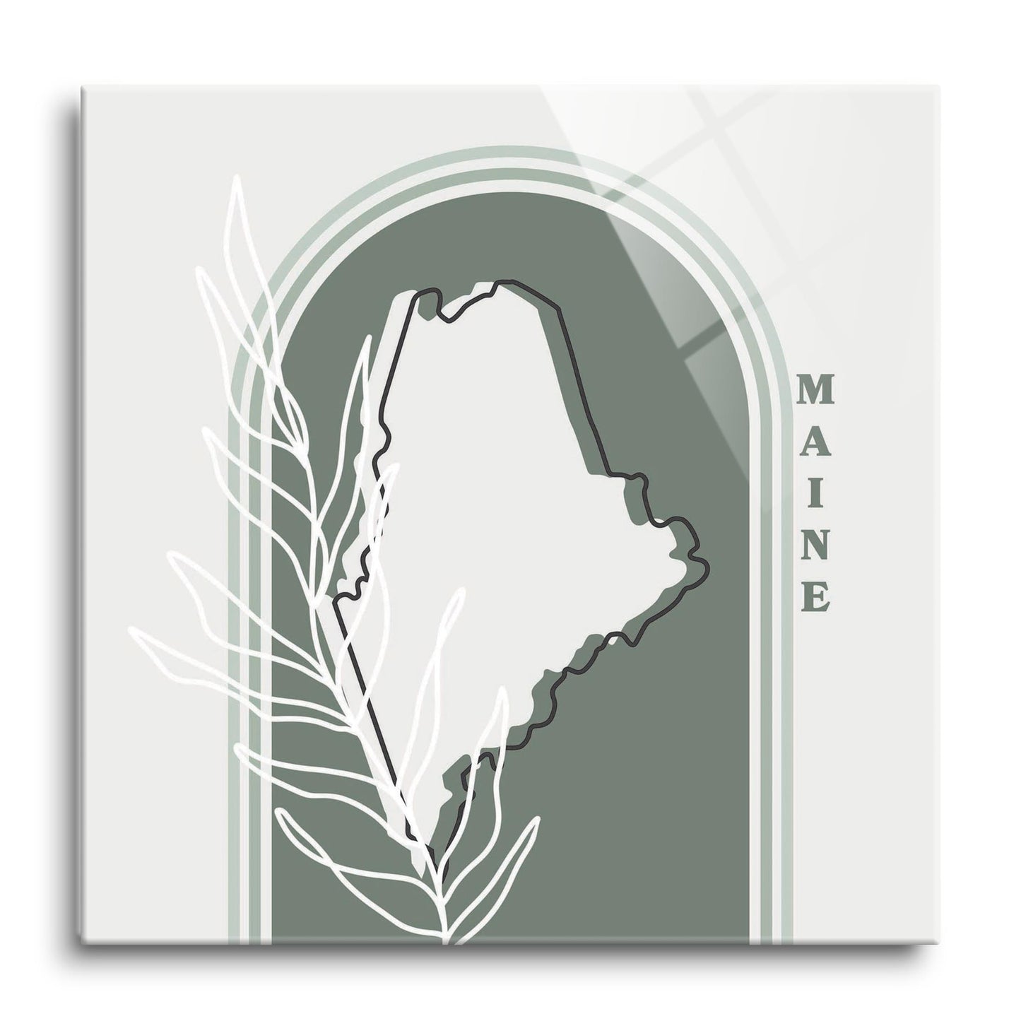 Vintage Groove State With Leaf Maine | Hi-Def Glass Art | Eaches | Min 1
