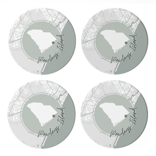 Vintage Groove State Star Map Pawleys Island | 4x4