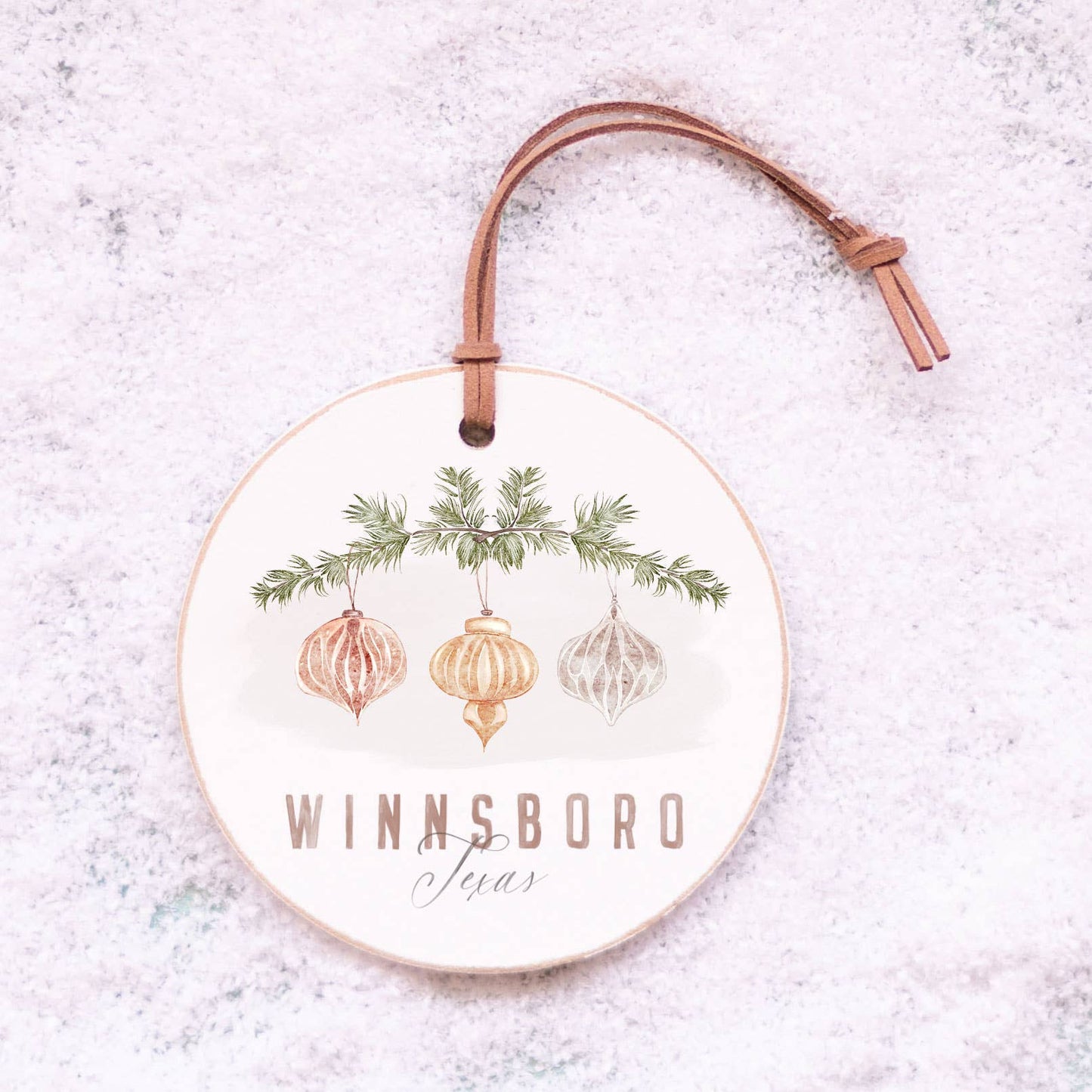 Custom Wood Christmas Ornament - Green Ornament Wreath