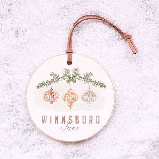 Custom Wood Christmas Ornament - Green Ornament Wreath