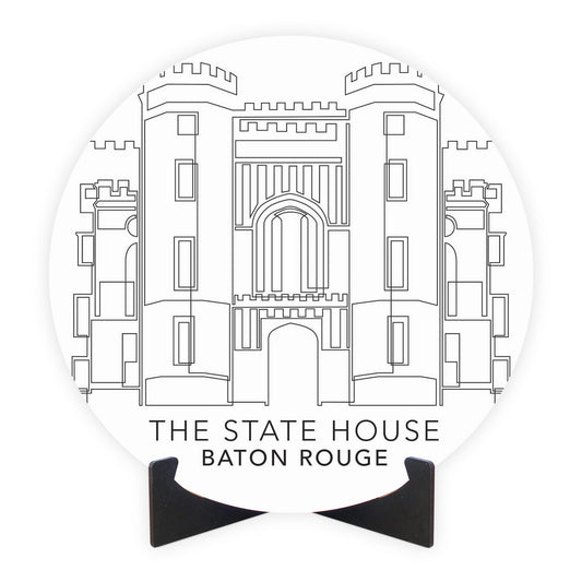 Minimalistic Baton Rouge State House | Wood Sign | Eaches | Min 1