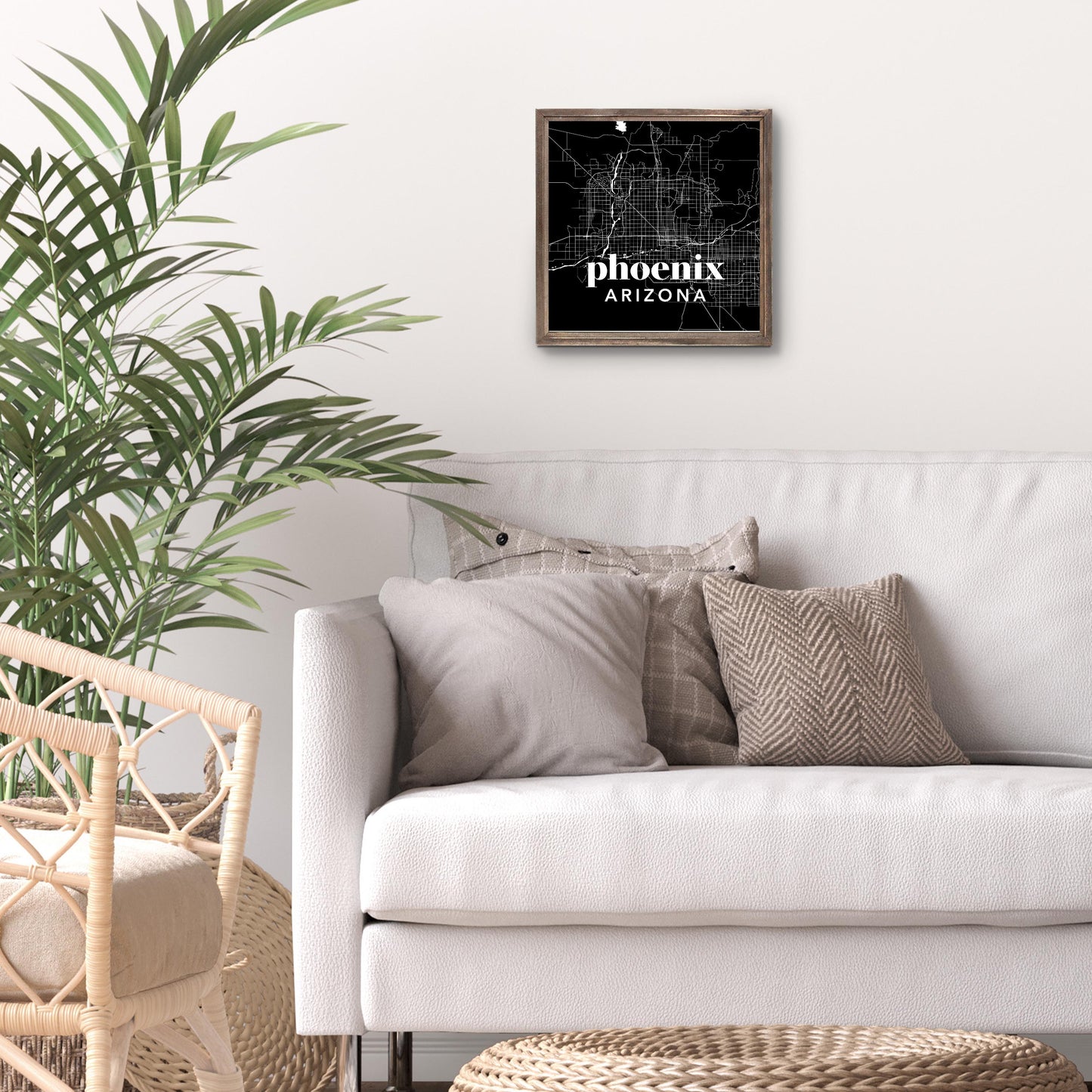 Black And White Black Map Arizona Phoenix | Wood Sign | Eaches | Min 1