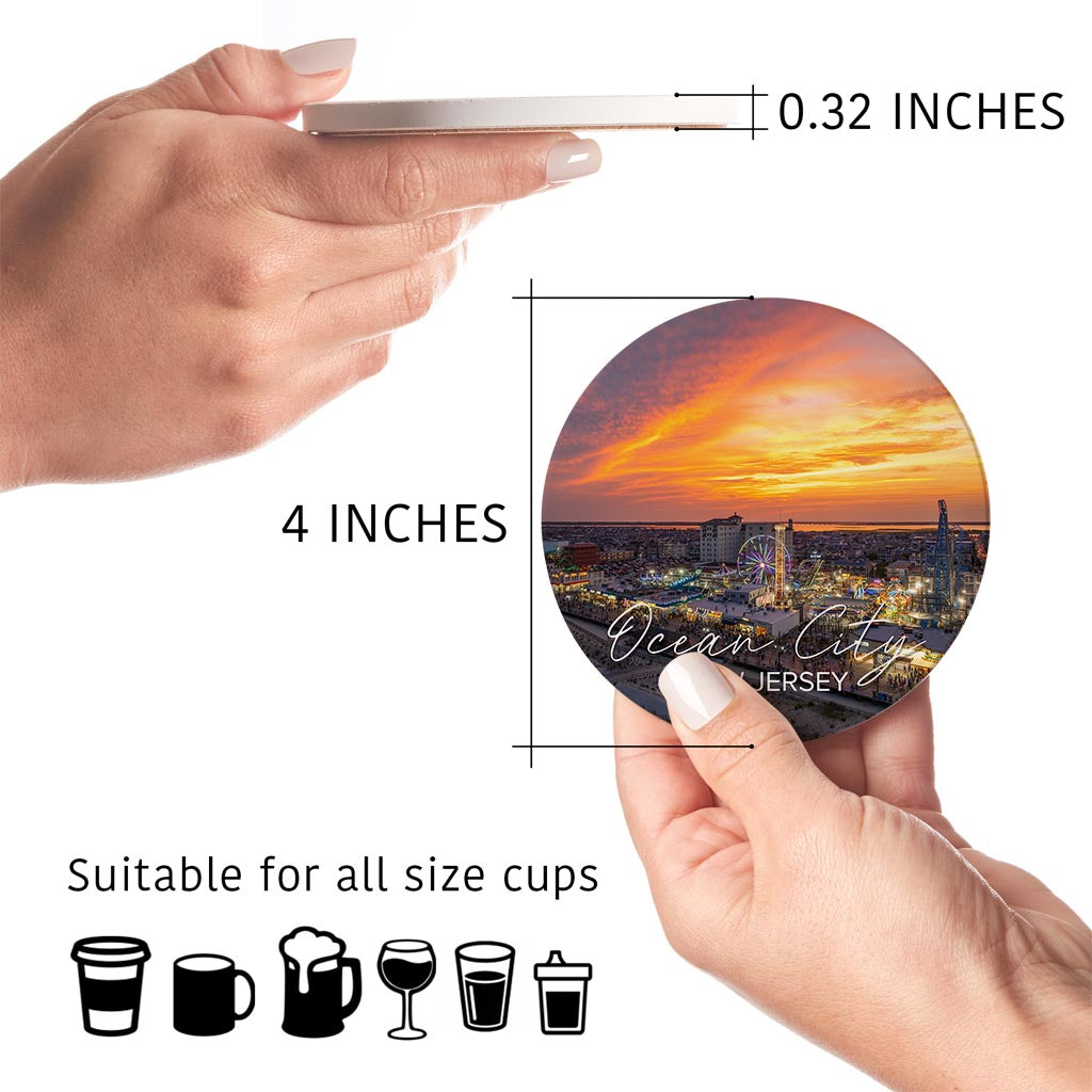 Playland Sunset Round Coaster | Absorbent Coasters | Set of 4 | Min 2