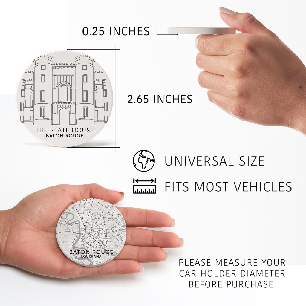 Minimalistic Baton Rouge Set | Absorbent Car Coasters | Set of 2 | Min 4