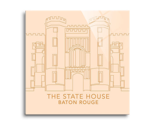 Minimalistic Baton Rouge State House Colorful | Hi-Def Glass Art | Eaches | Min 2