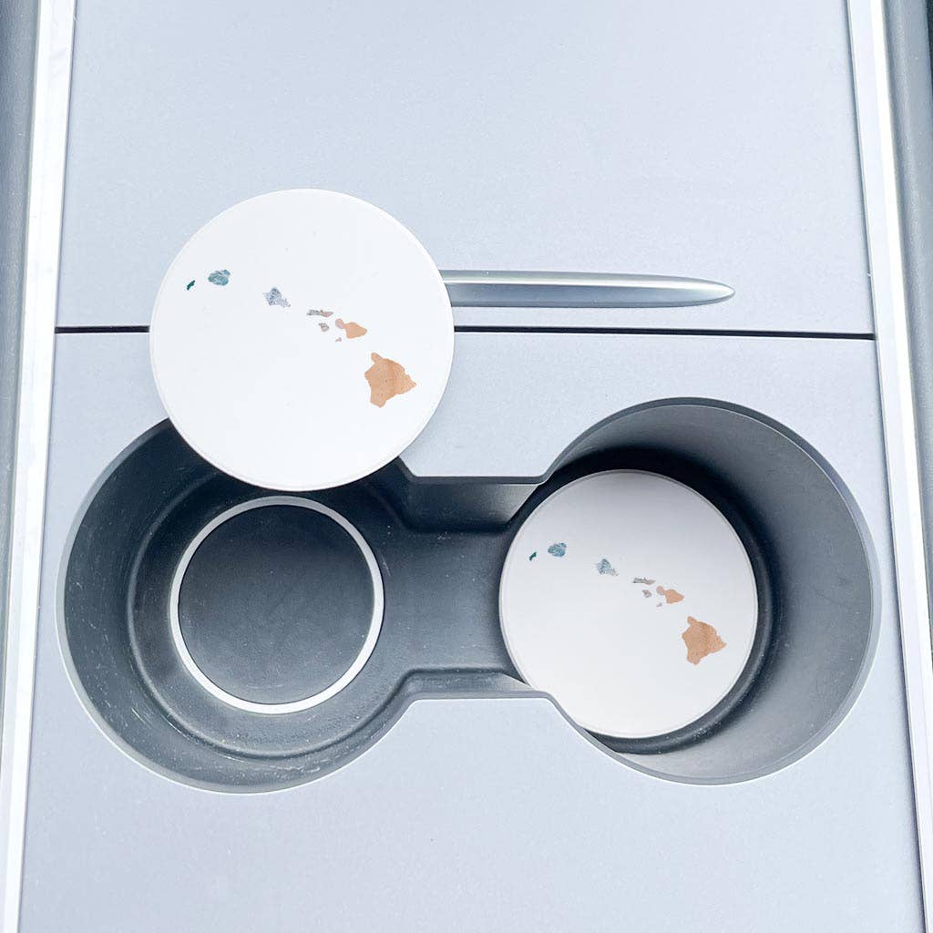 Hawaii State Shape Picture 2.65"x2.65" Absorbent Car Coaster