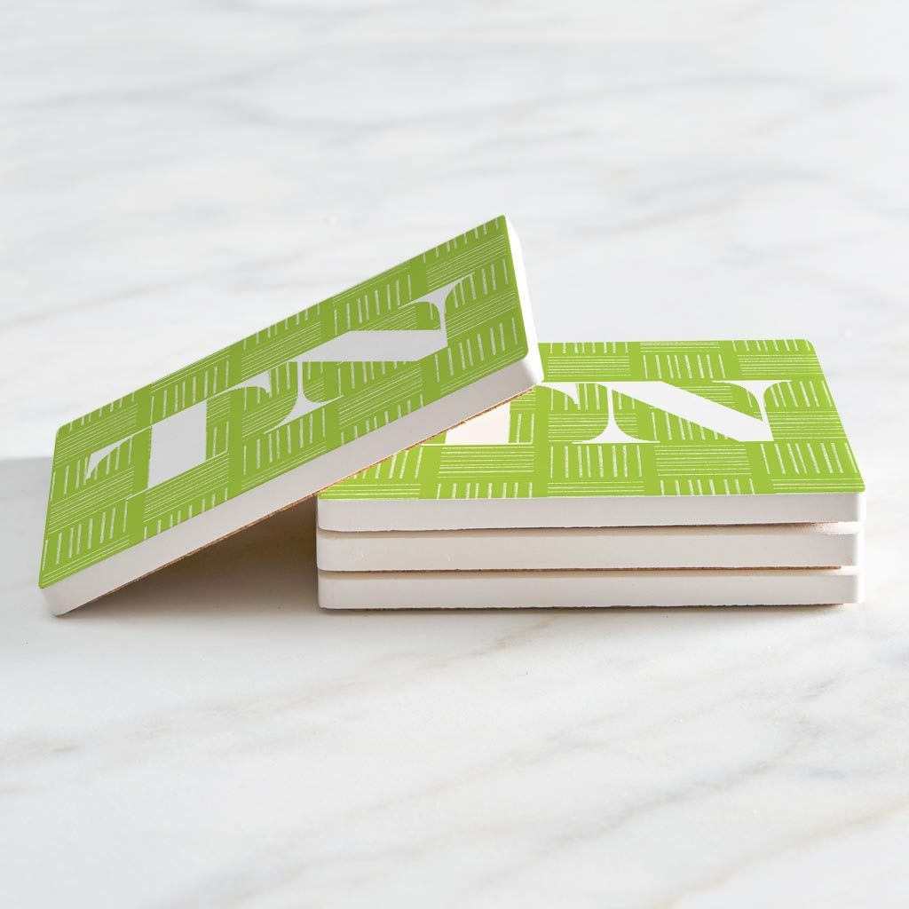 Bright Modern Abbreviated On Green Tennessee | Absorbent Coasters | Set of 4 | Min 2