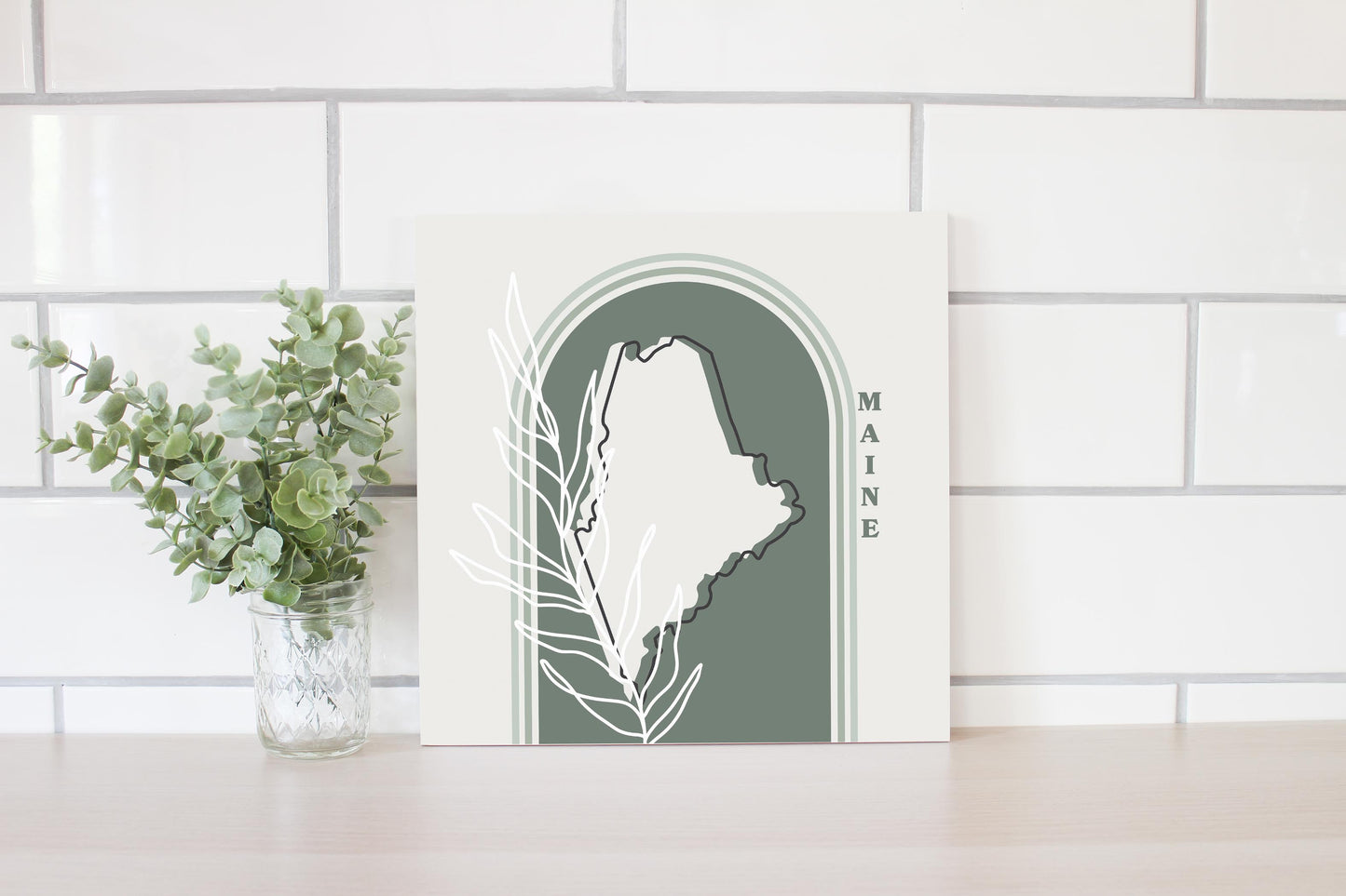 Vintage Groove State With Leaf Maine | Wood Sign | Eaches | Min 2