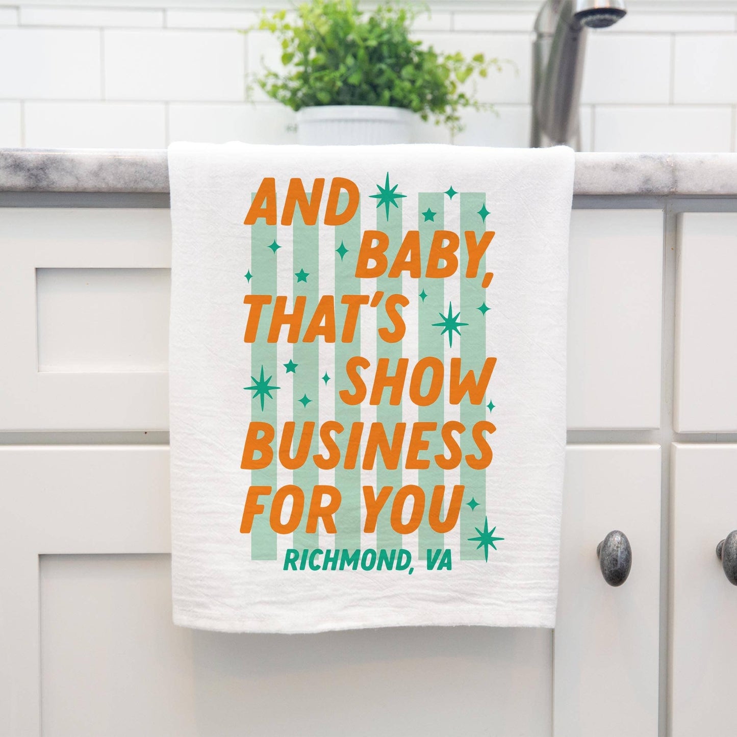 Cotton Tea Towel White-Love+Local Showgirl