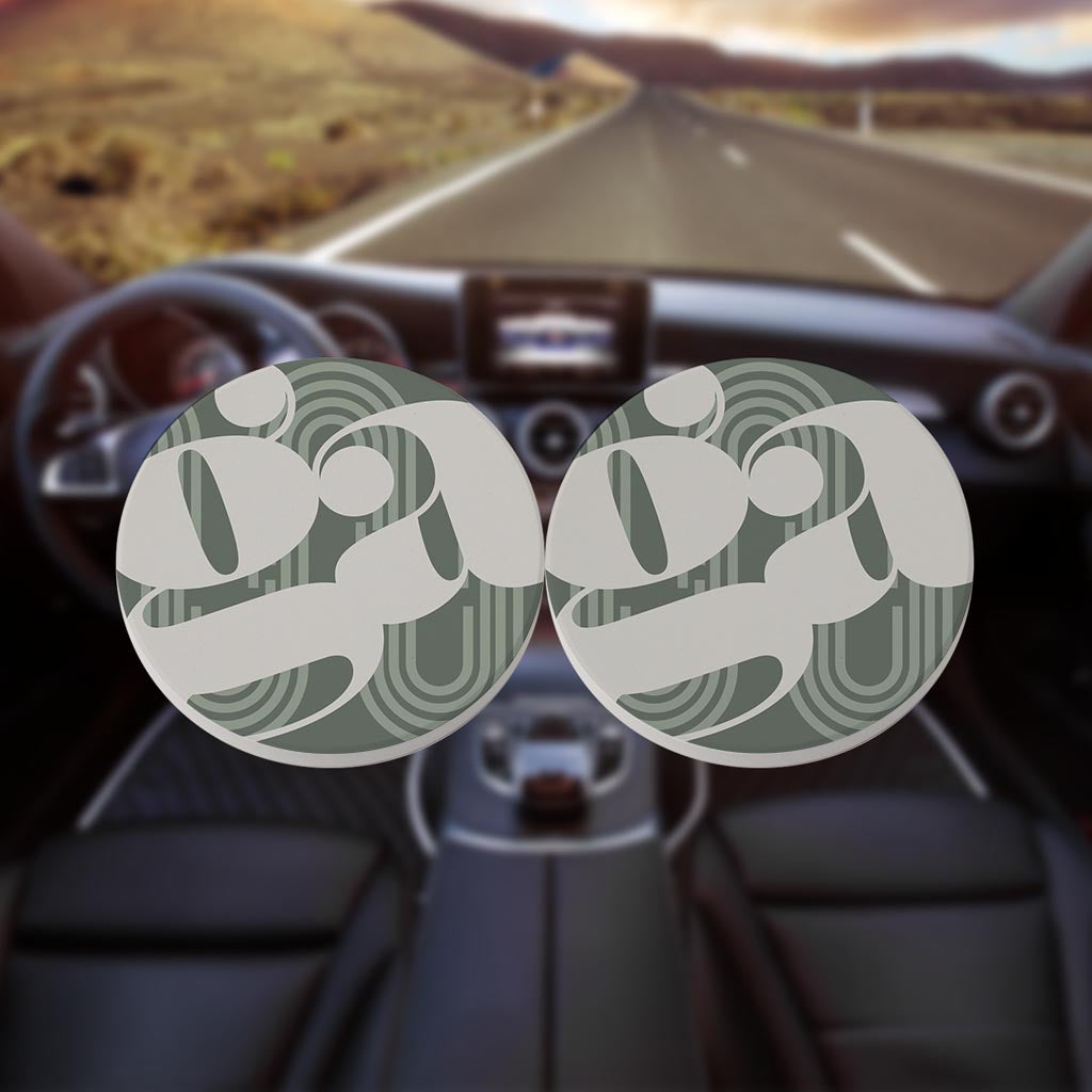 Vintage Groove Green Wave Lines Georgia Ga | Absorbent Car Coasters | Set of 2 | Min 4