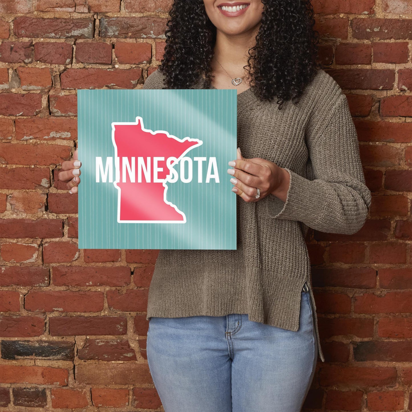 Boho Color State On Blue Minnesota | Hi-Def Glass Art | Eaches | Min 1