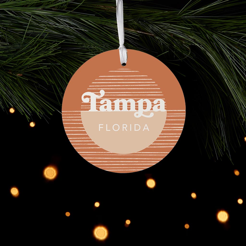 Vintage Groove Half Circle Lines Florida Tampa | Wood Ornament | Eaches | Min 6