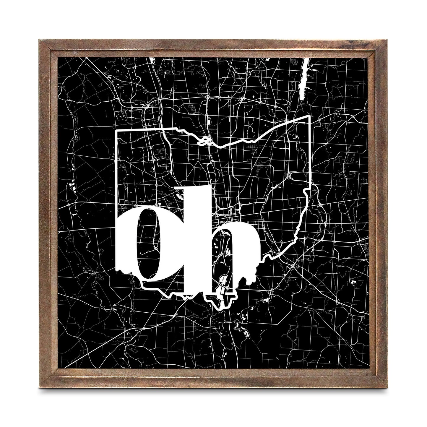 Black And White Abbreviated State Map Black Ohio Columbus | Wood Sign | Eaches | Min 1