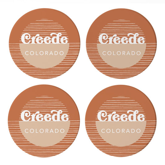 Vintage Groove Half Circle Lines Colorado Creede| Absorbent Coasters | Set of 4 | Min 2