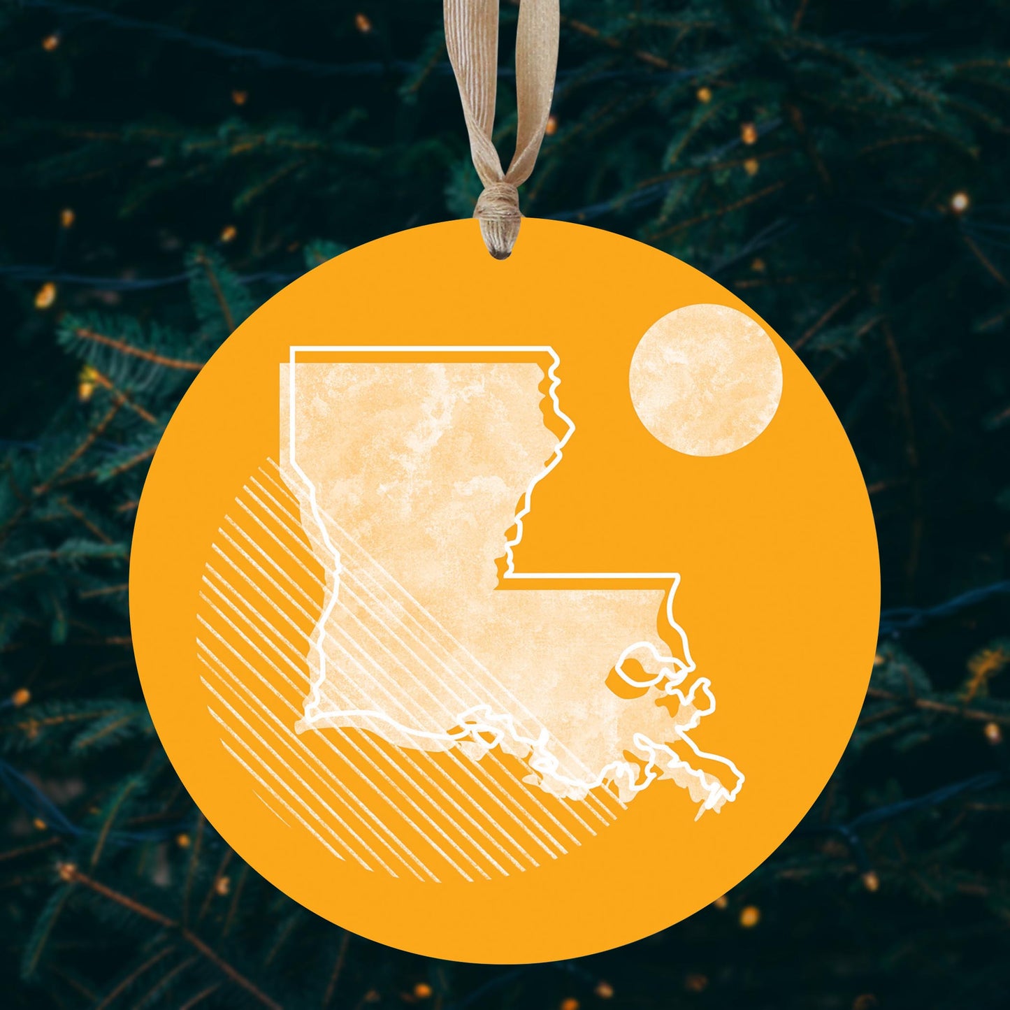 Bright Modern Geometric On Orange Louisiana | Wood Ornament | Eaches | Min 1