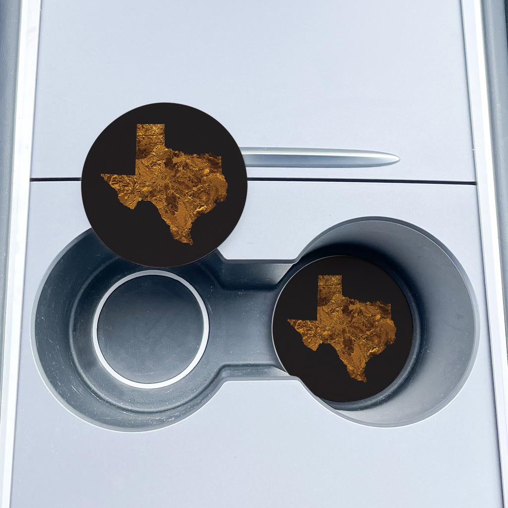 Texas State Shape Copper | Absorbent Car Coasters | Set of 2 | Min 4