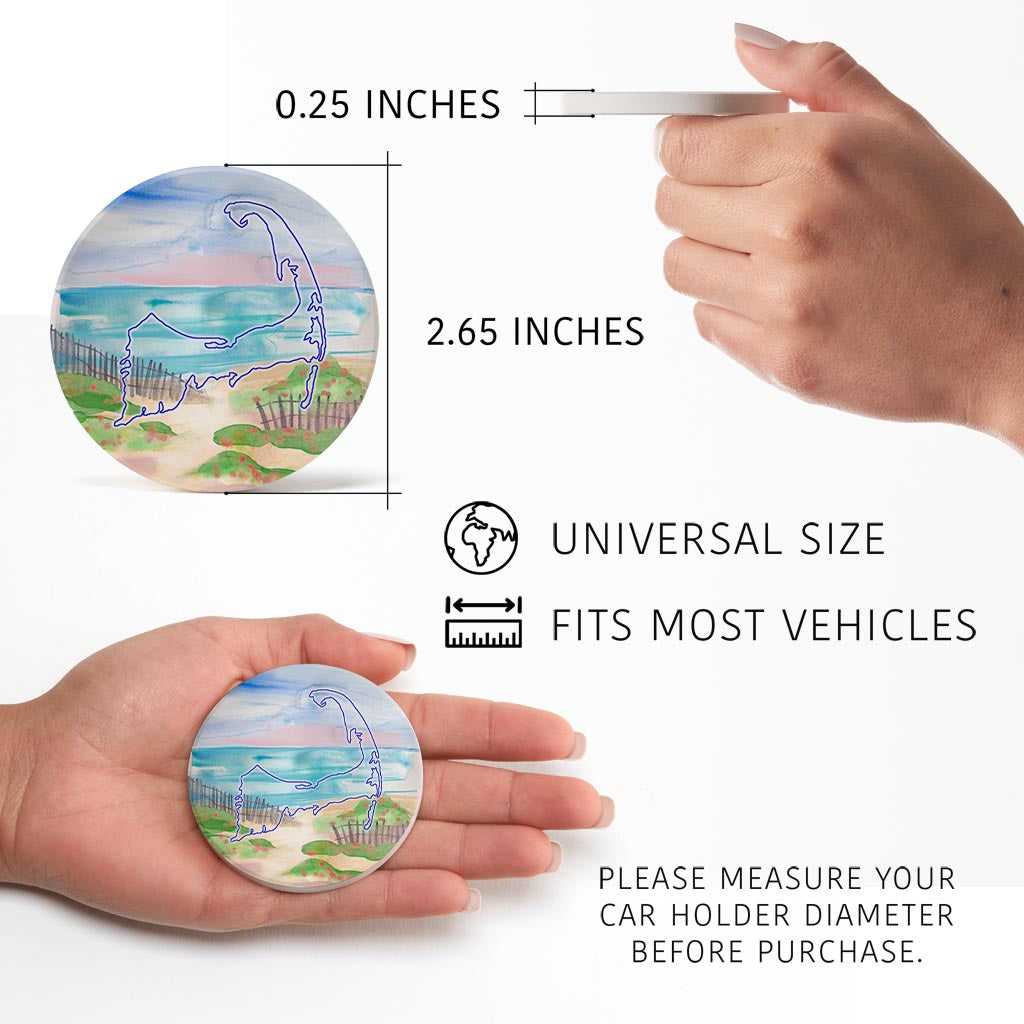 Watercolor Beach Scene| Absorbent Car Coasters | Set of 2 | Min 4