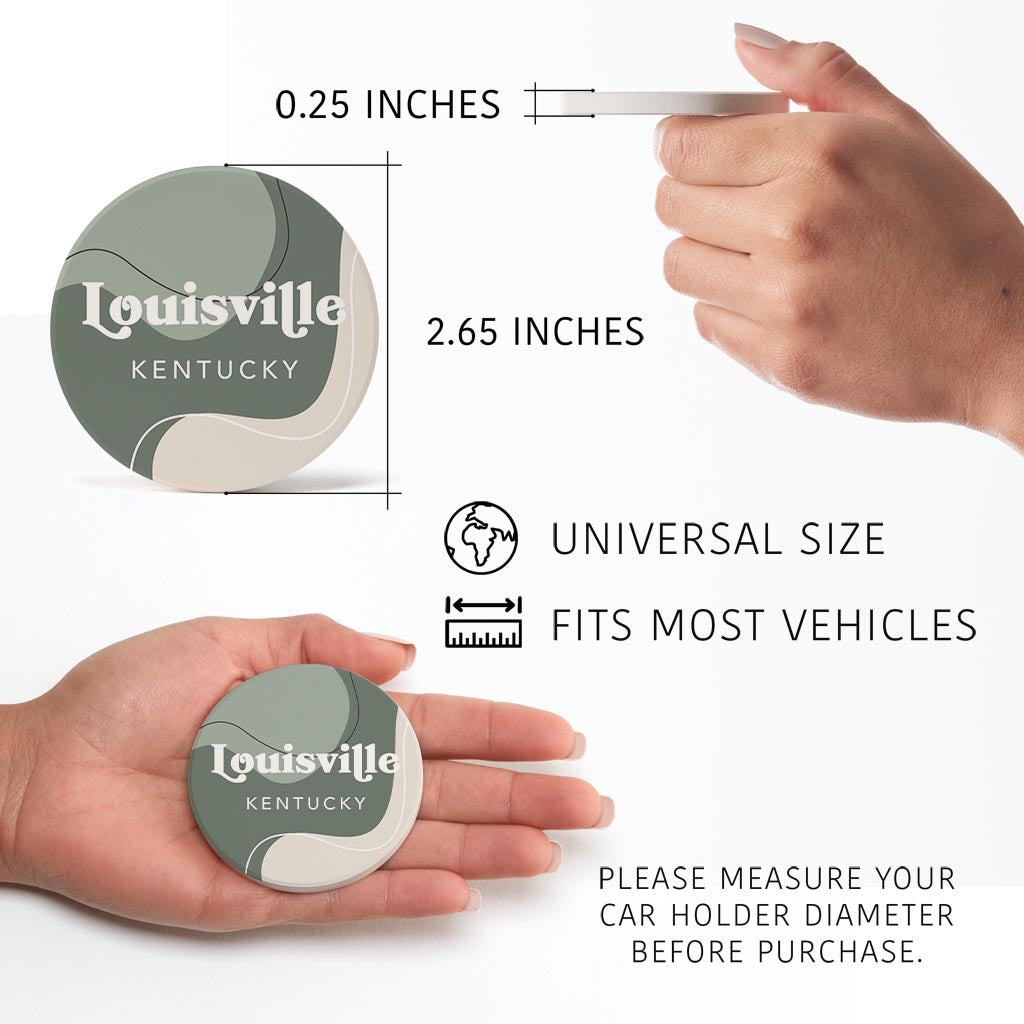 Vintage Groove Fluid Green Kentucky Louisville | Absorbent Car Coasters | Set of 2 | Min 4
