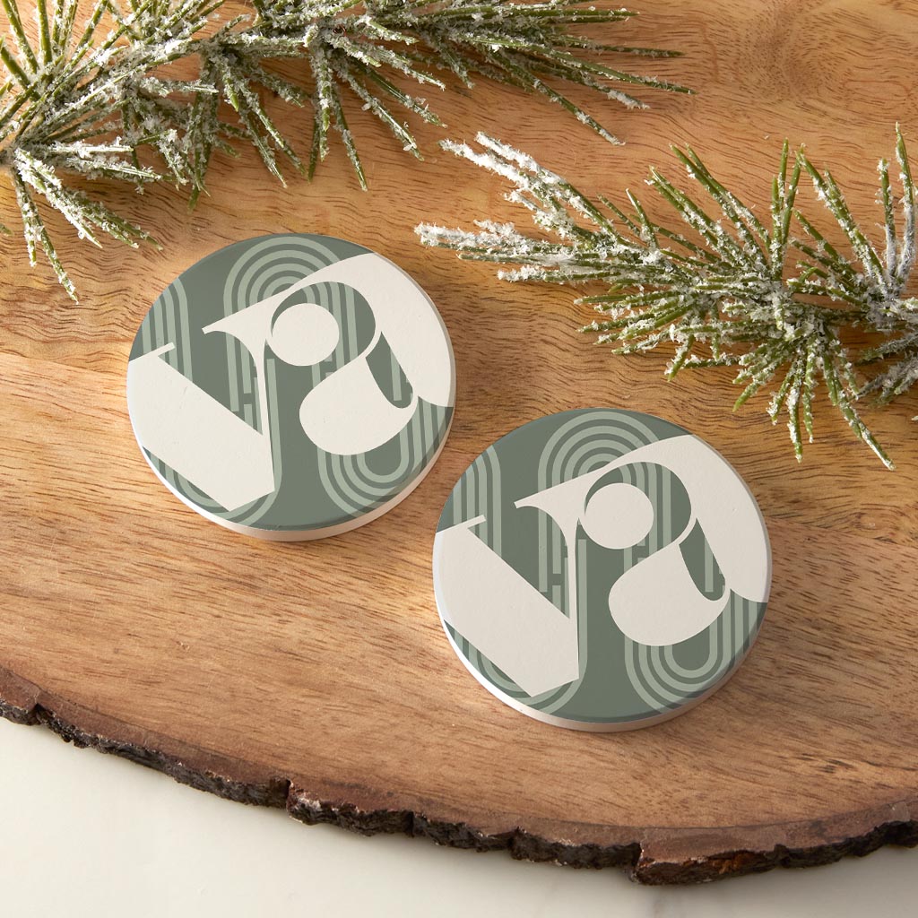 Vintage Groove Green Wave Lines Virginia Va | Absorbent Car Coasters | Set of 2 | Min 4
