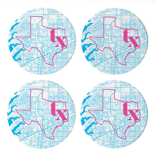 Bright Modern Abbreviated State Map Blue Texas Frisco