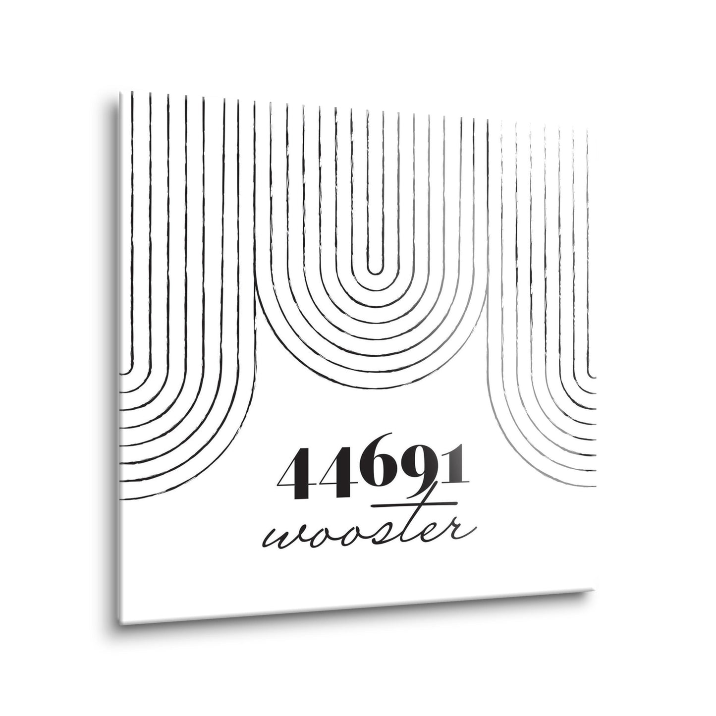 Black And White City Zip On White Ohio Wooster | Hi-Def Glass Art | Eaches | Min 2