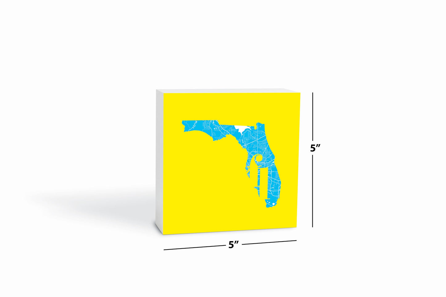 Bright Modern Abbreviated State Yellow Florida Tallahassee | Wood Block | Eaches | Min 4