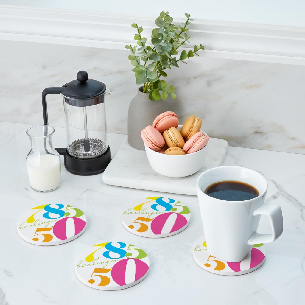 Bright Modern Color Block City Zip Texas Harlingen | Absorbent Coasters | Set of 4 | Min 2