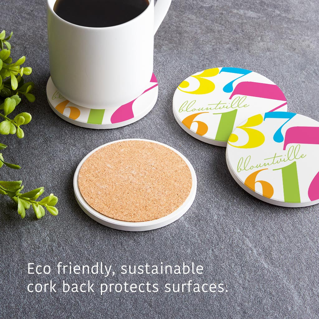 Bright Modern Color Block City Zip Tennessee Blountville | Absorbent Coasters | Set of 4 | Min 2