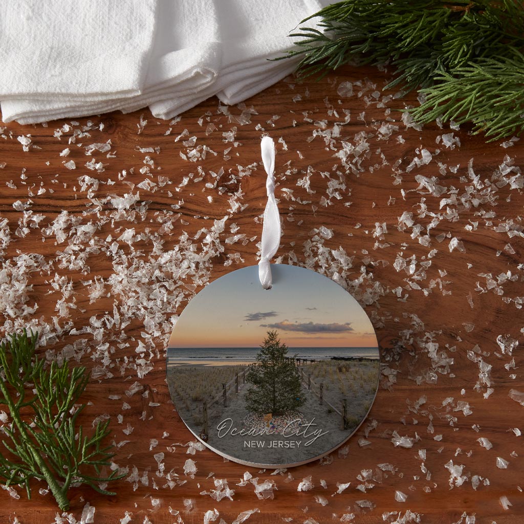 OCNJ North St Christmas Tree Ornament | Wood Ornament | Eaches | Min 6