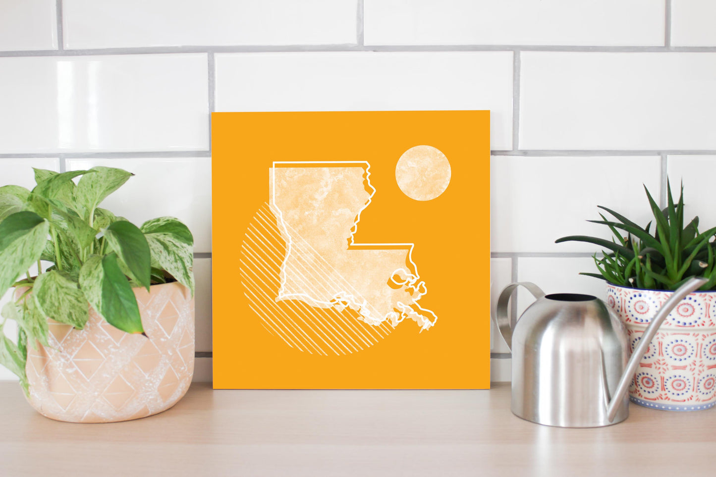 Bright Modern Geometric On Orange Louisiana | Wood Sign | Eaches | Min 2