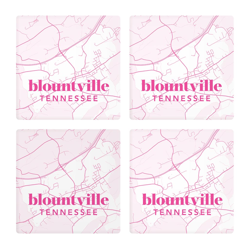 Bright Modern Pink Map Tennessee Blountville | Absorbent Coasters | Set of 4 | Min 2