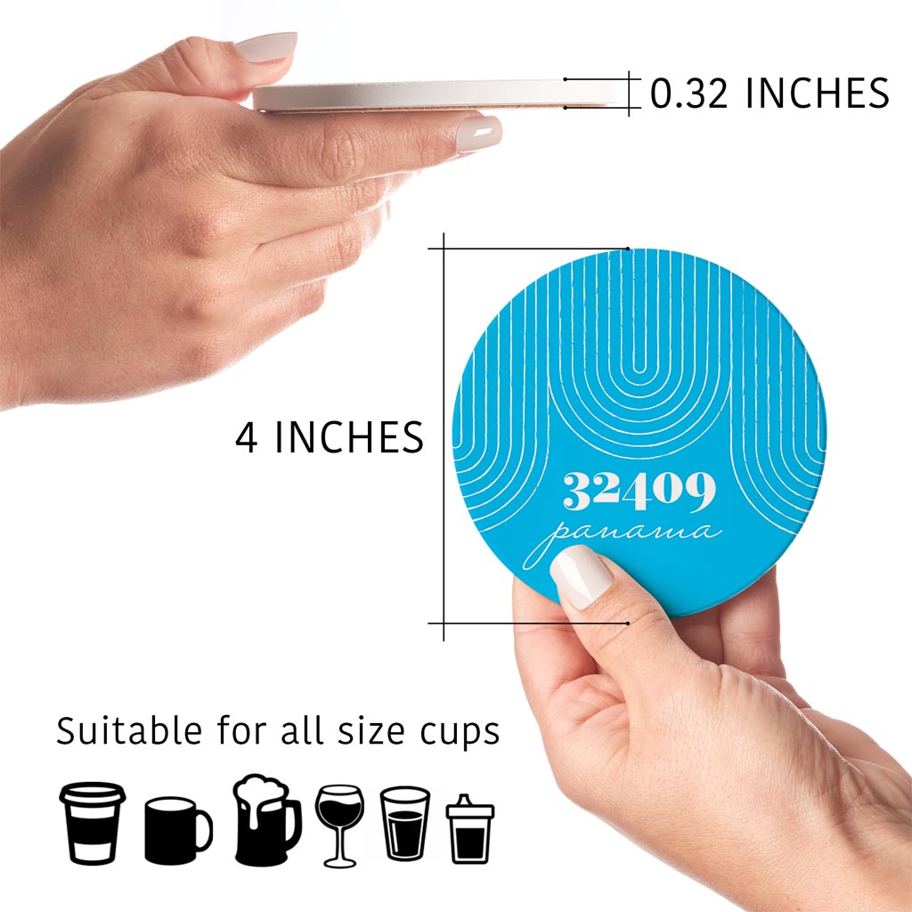 Bright Modern City Zip On Teal Florida Panama | Absorbent Coasters | Set of 4 | Min 2