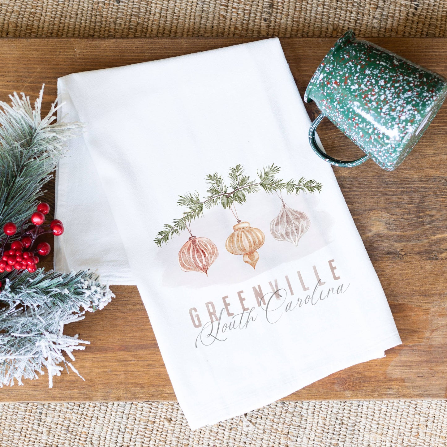 Custom Tea Towel, Holiday Ornament, Tea Towels