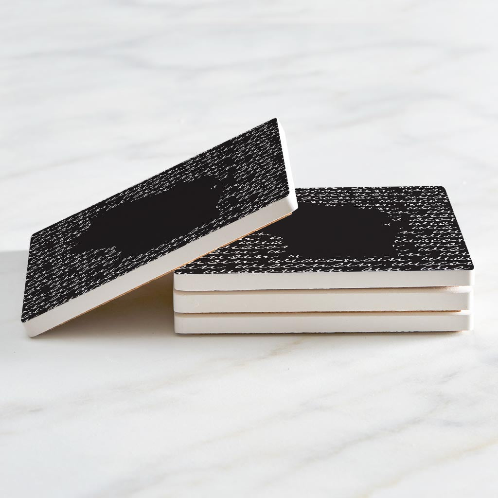 Black And White State Script Wisconsin| Absorbent Coasters | Set of 4 | Min 2