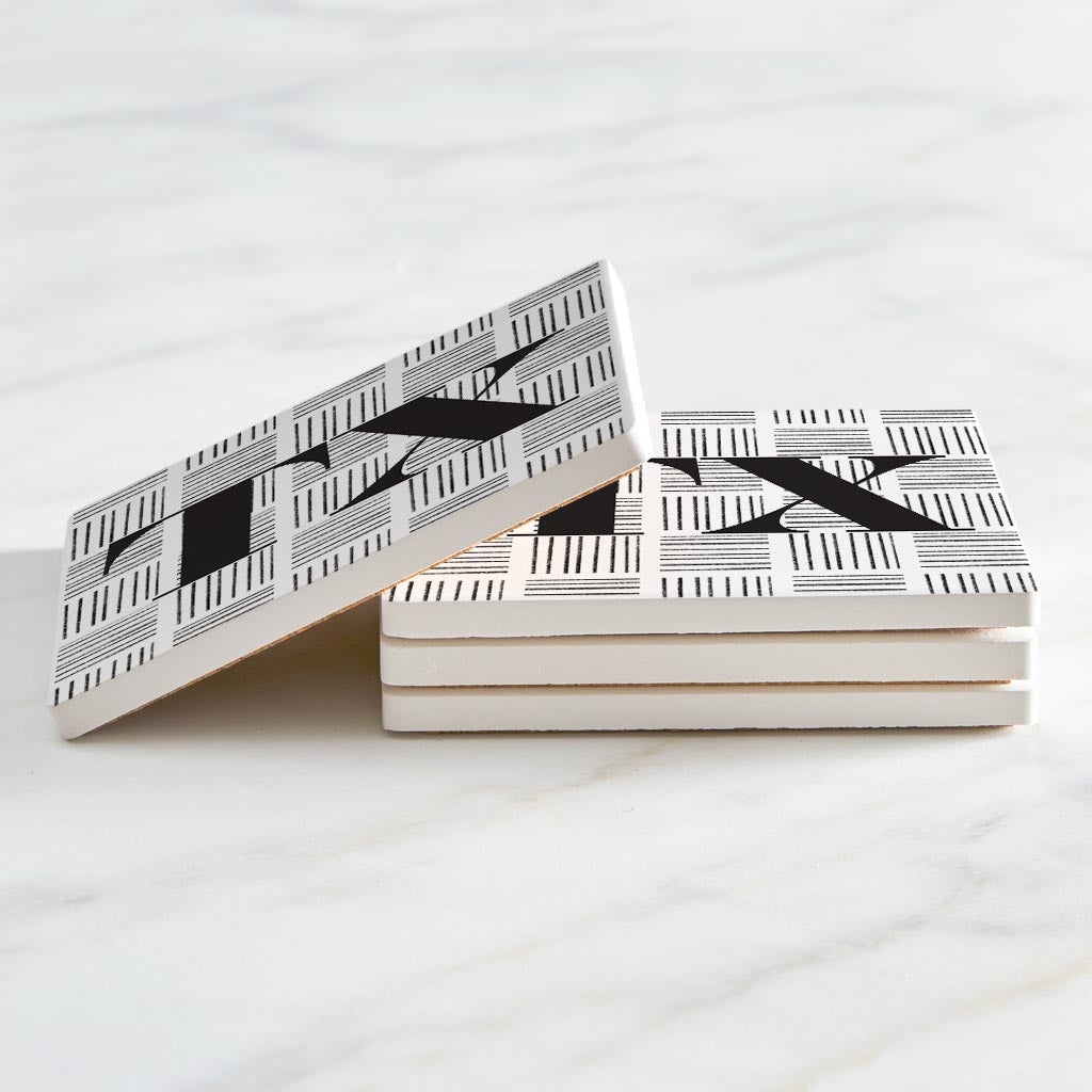 Black And White Abbreviated On White Texas | Absorbent Coasters | Set of 4 | Min 2