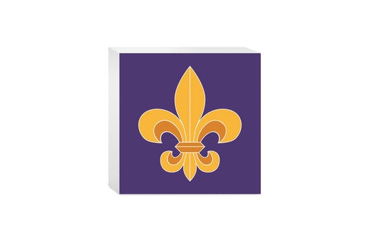 Purple Gold Louisiana Fleur De Lis | Wood Block | Eaches | Min 4