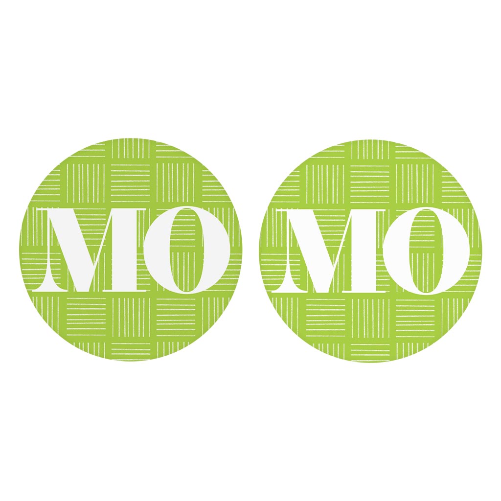 Bright Modern Abbreviated On Green Missouri| Absorbent Car Coasters | Set of 2 | Min 4