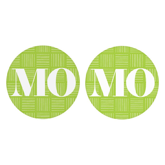 Bright Modern Abbreviated On Green Missouri| Absorbent Car Coasters | Set of 2 | Min 4