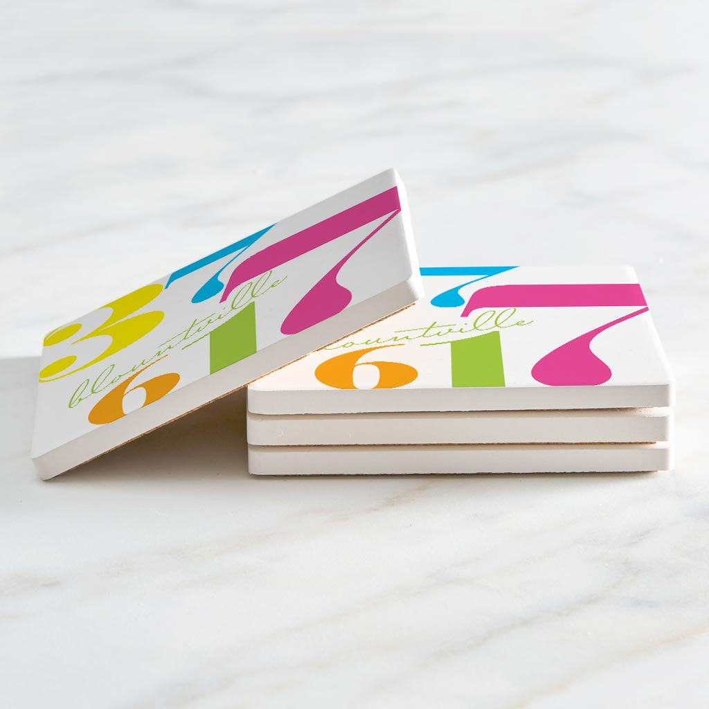 Bright Modern Color Block City Zip Tennessee Blountville | Absorbent Coasters | Set of 4 | Min 2