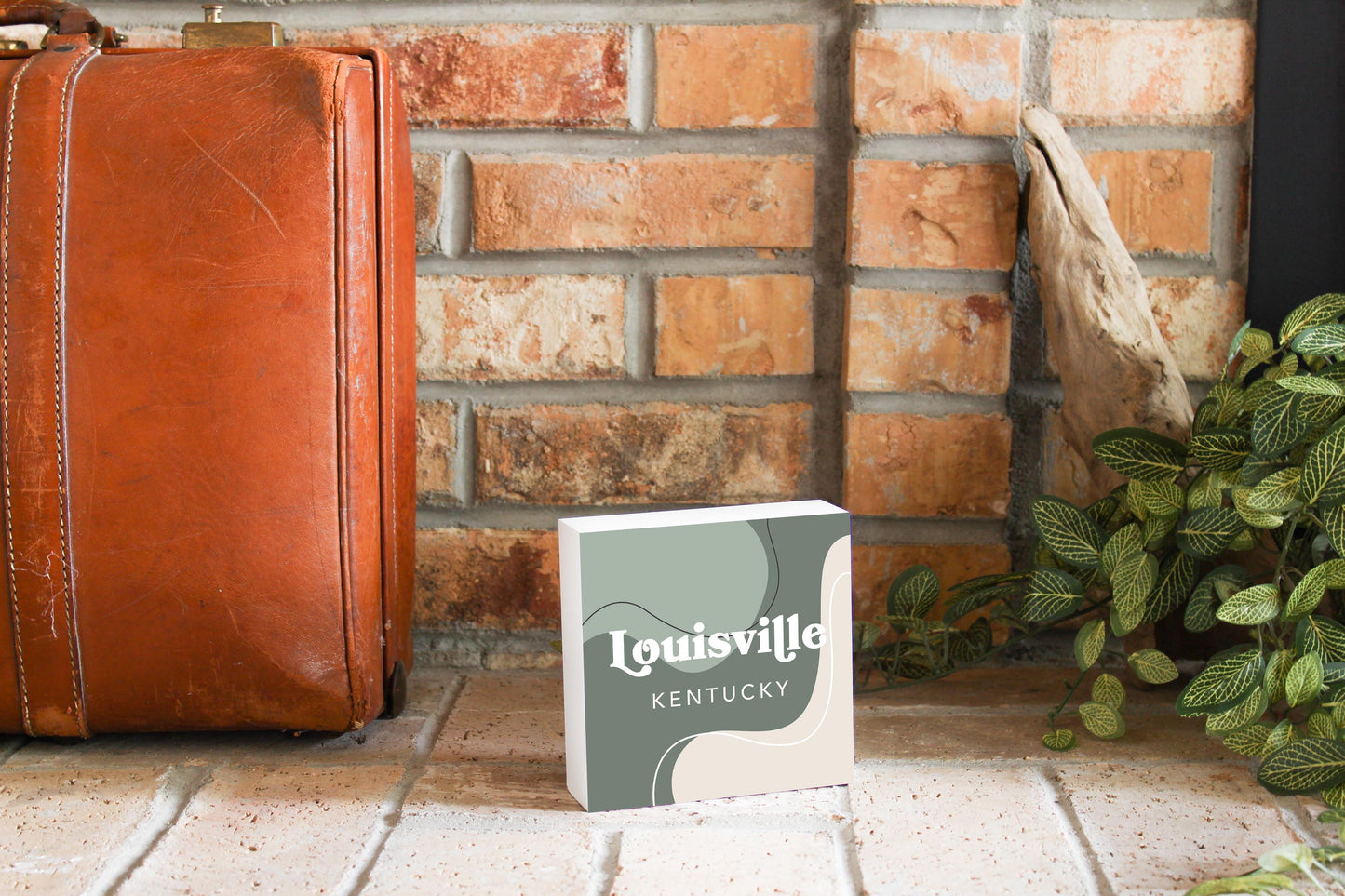 Vintage Groove Fluid Green Kentucky Louisville | Wood Block | Eaches | Min 4