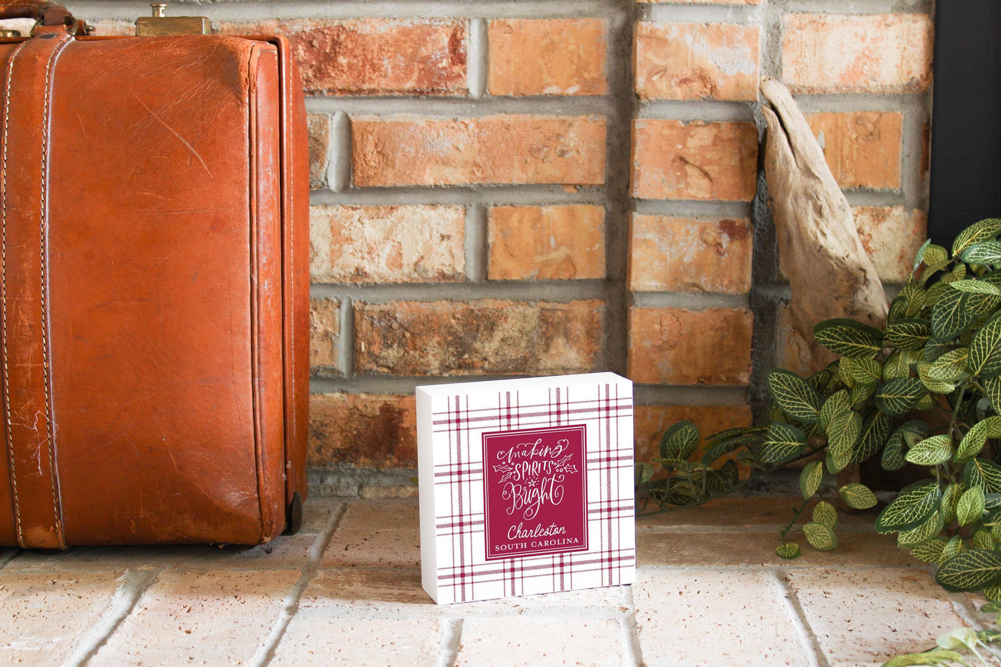 5x5 Wood Block-Love + Local Winterberry